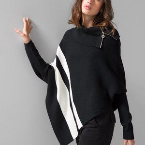 White House Black Market long sleeve zipper striped poncho m/l